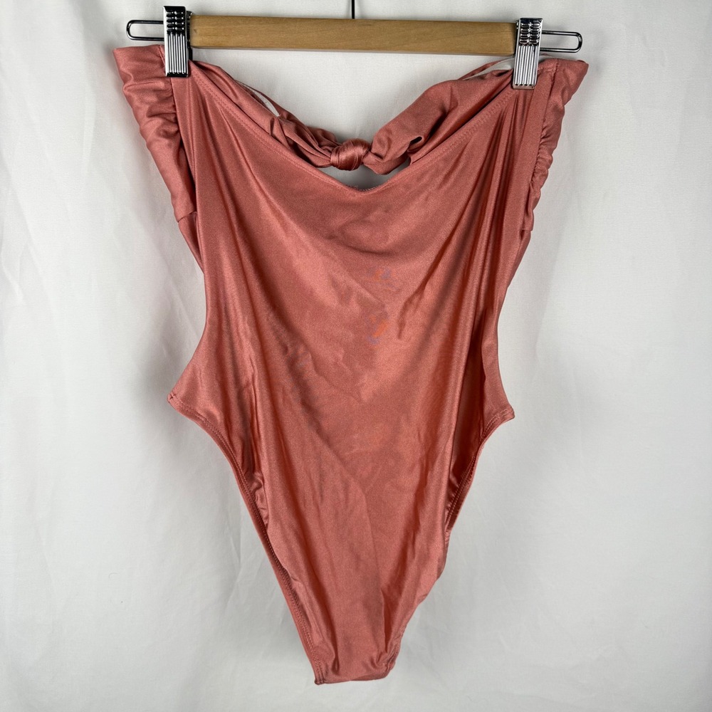 NEW Dippin Daisys Devon Strapless Tie Front One Piece Swimsuit Dusty Rose Medium - Picture 10 of 10
